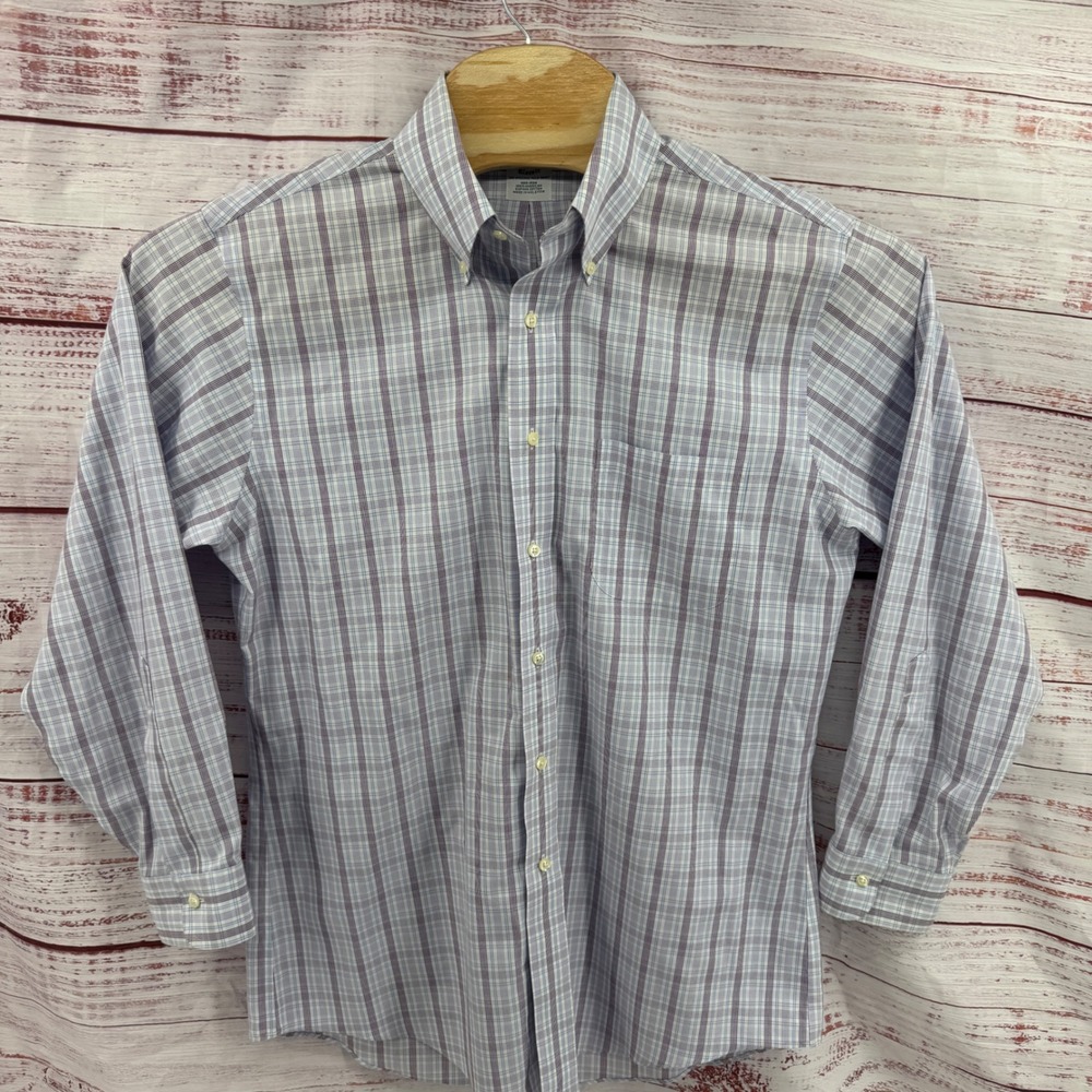Brooks Brothers Shirt  Mens Medium 15.5 32 Classic‎ Non-Iron Supima Cotton Check